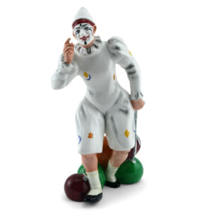 Three clown figures comprising Royal Doulton 'Harlequin', Cascade