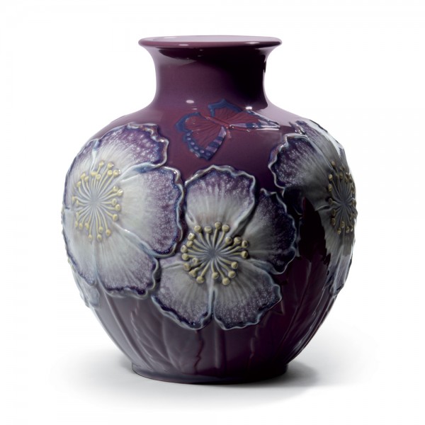 Poppy Flowers Vase Purple 01008621 - Lladro Vase | Seaway ...